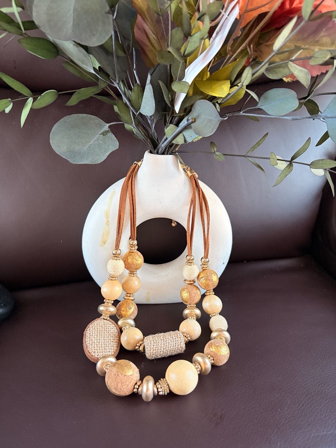 Vintage 70s Chico's African Style Necklace Natural Materials 1