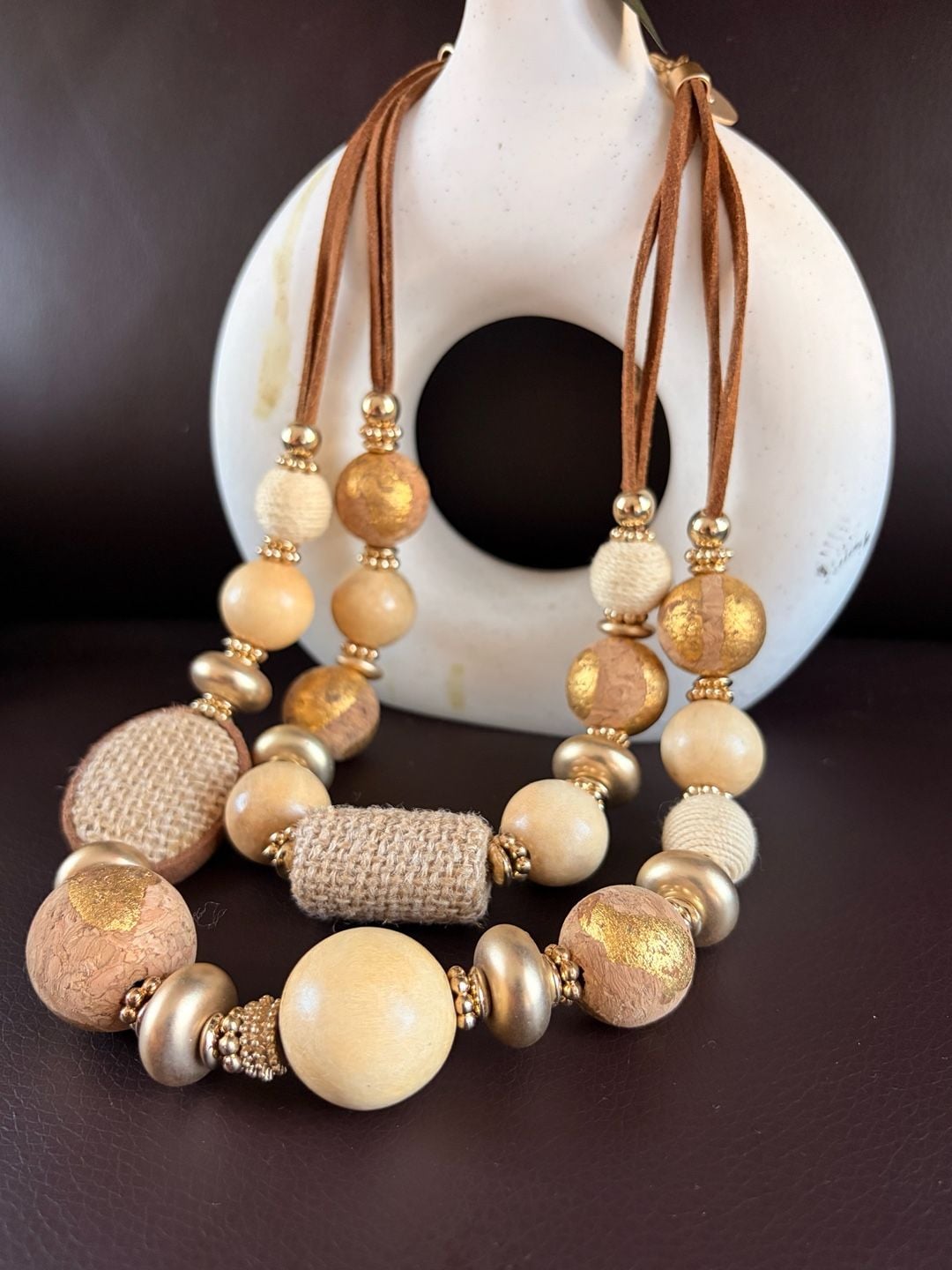 Vintage 70s Chico's African Style Necklace Natural Materials 2