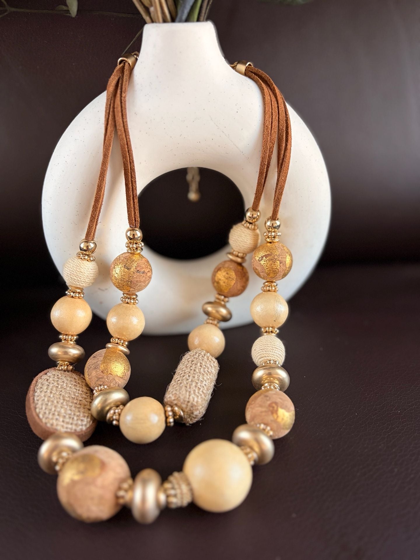 Vintage 70s Chico's African Style Necklace Natural Materials 4
