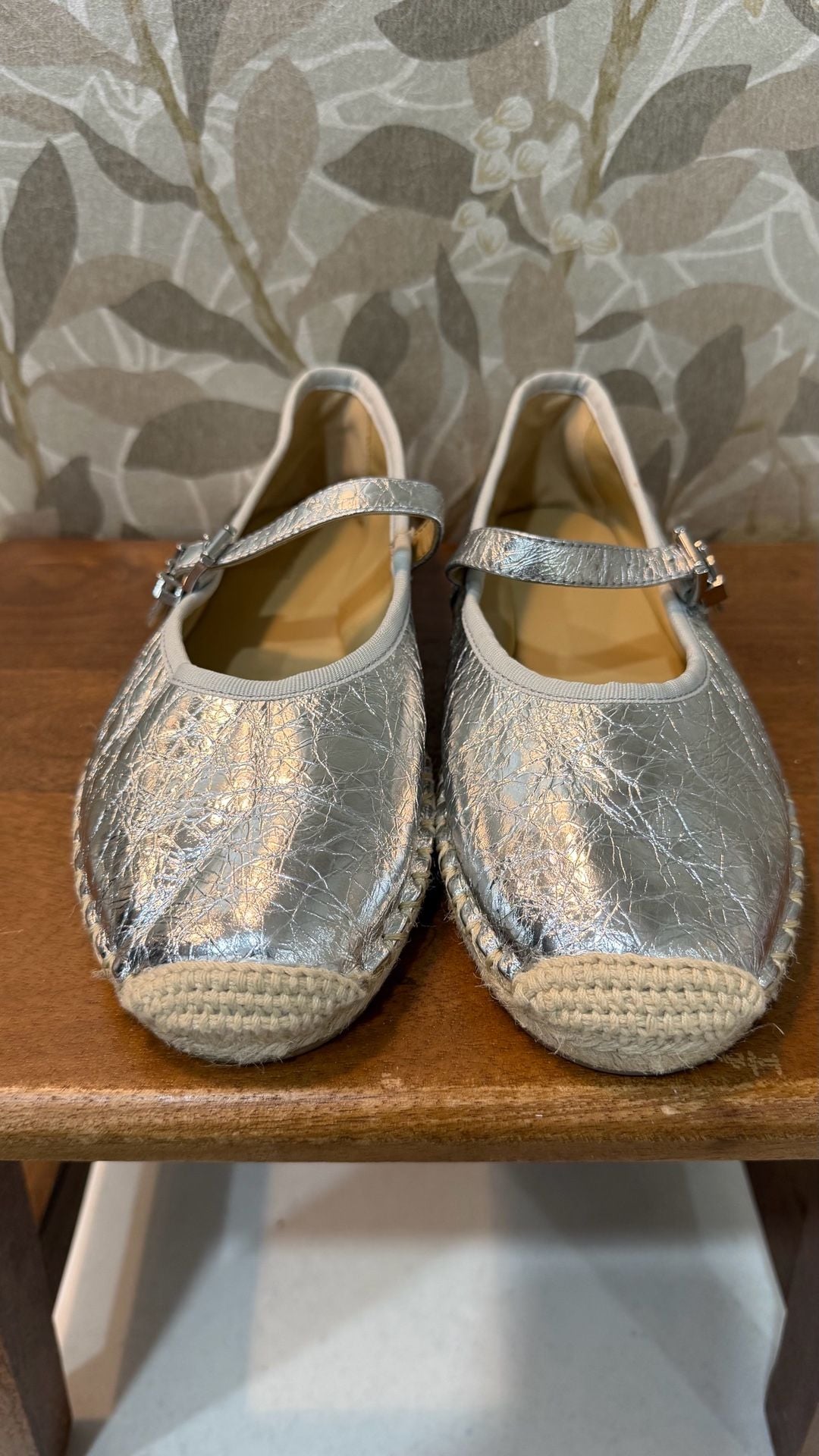 Michael Kors Lynn Metallic Leather Ballet Espadrille Silver 2