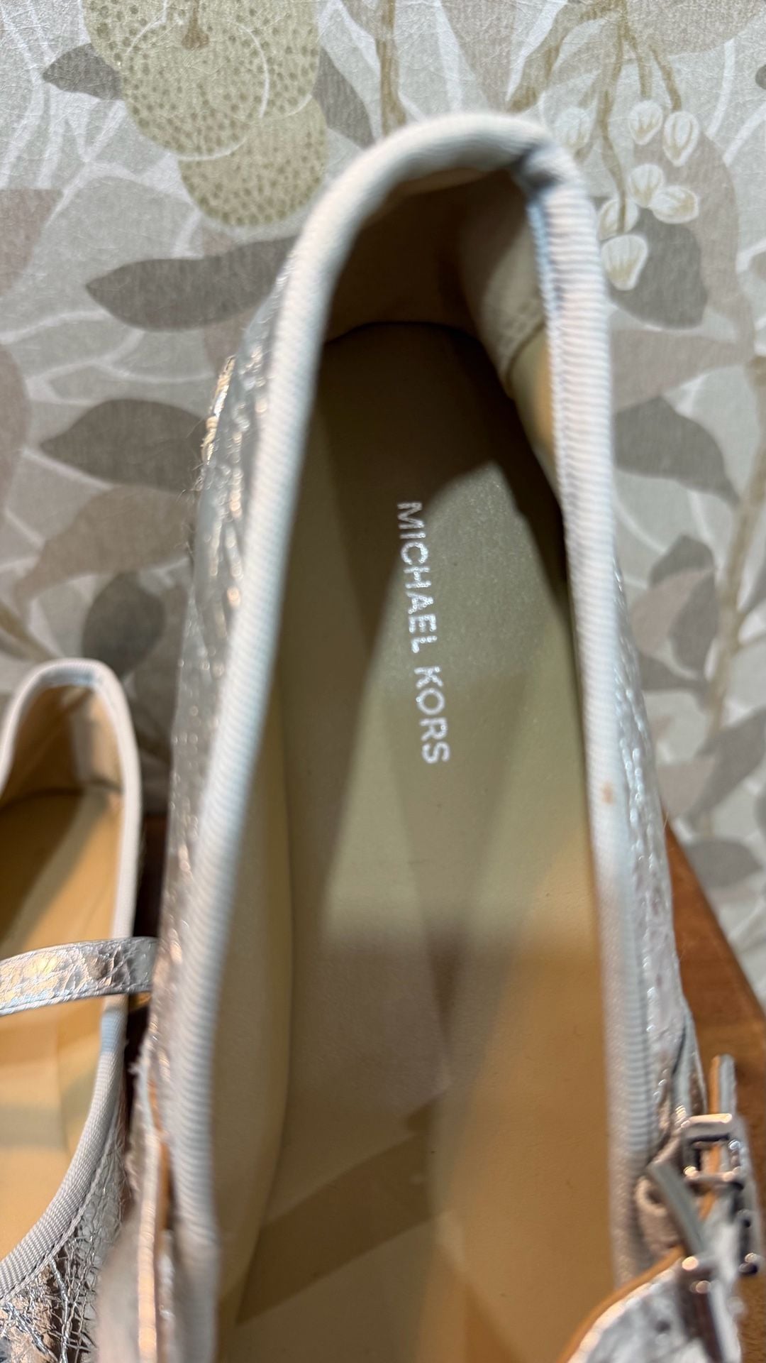 Michael Kors Lynn Metallic Leather Ballet Espadrille Silver 3