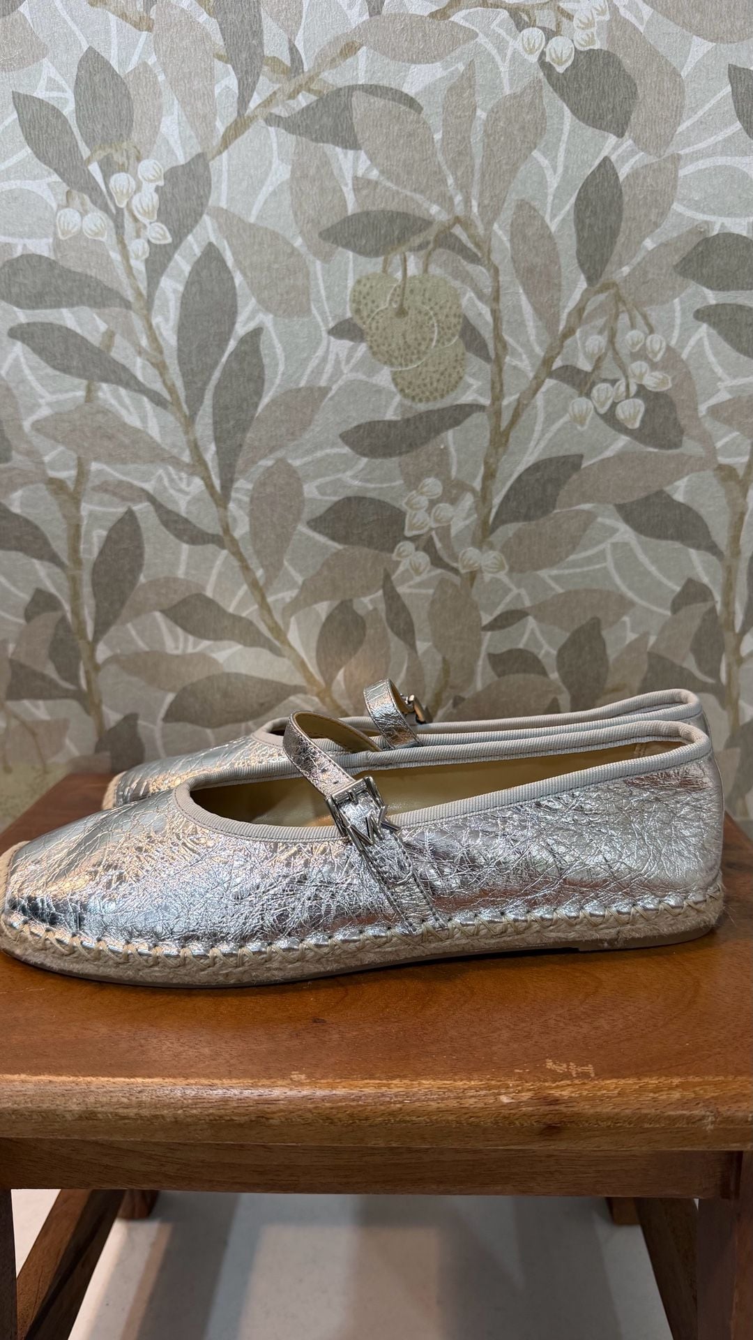 Michael Kors Lynn Metallic Leather Ballet Espadrille Silver 4