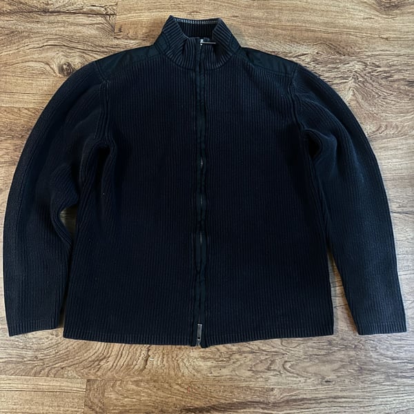 Kenneth Cole Black Mock Neck Full Zip Sweater Jacket Size L