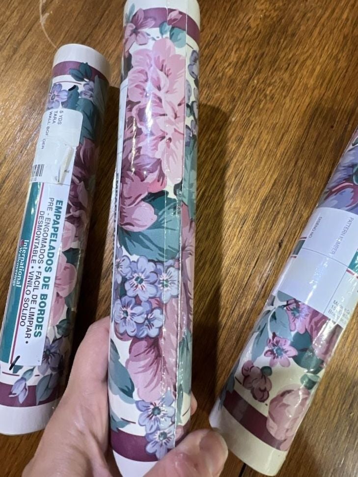 Lot of 3 Rolls (15 Yards) Int. Wallcoverings Tara Wallpaper Border Mulberry 3