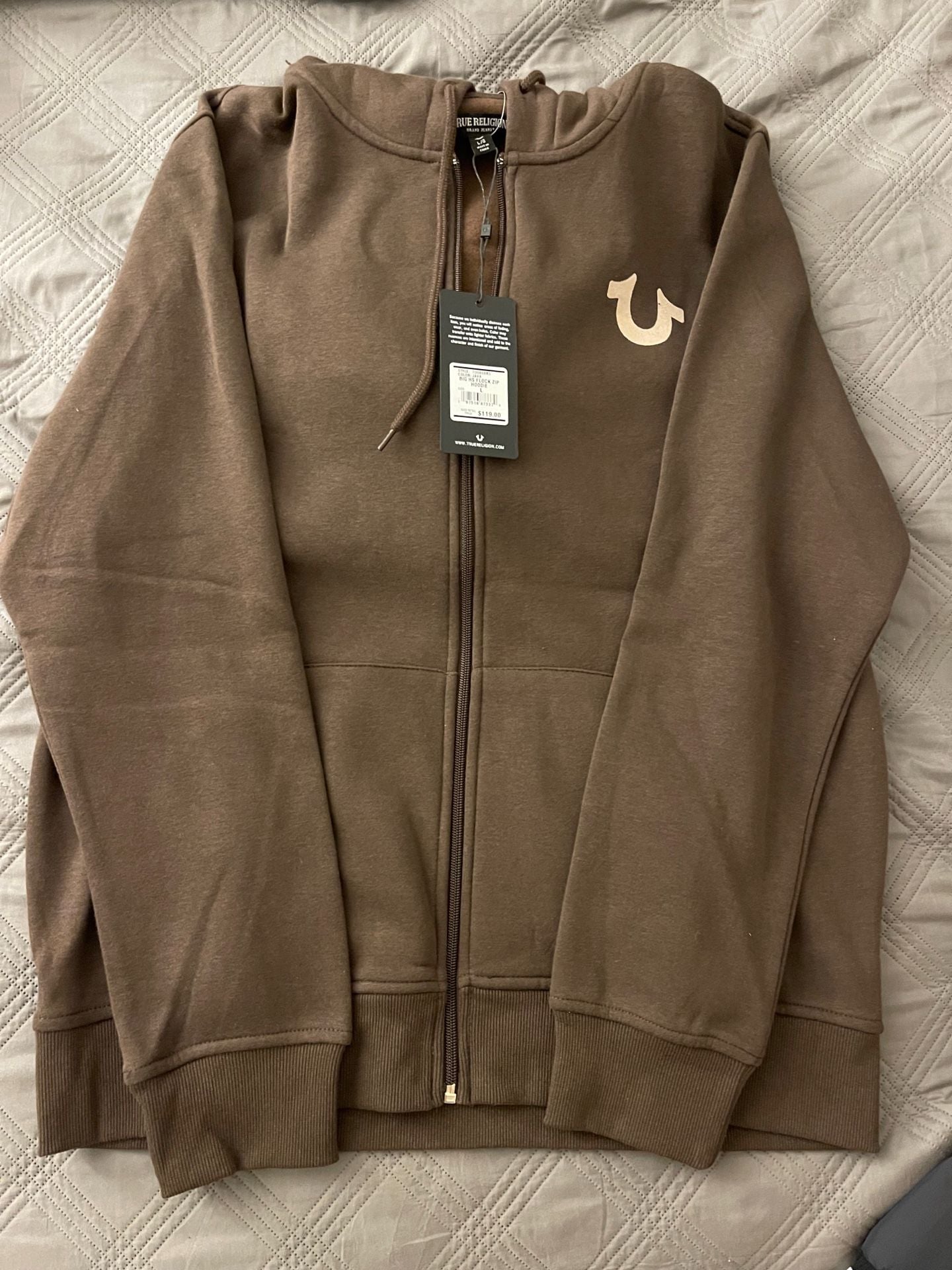 True Religion Big HS Flock Zip Hoodie Size L Java 4