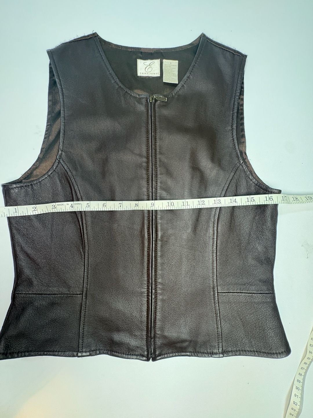 Emma James Womens 8 Brown Genuine Leather Zip Vest Fitted Y2K Moto Western 6
