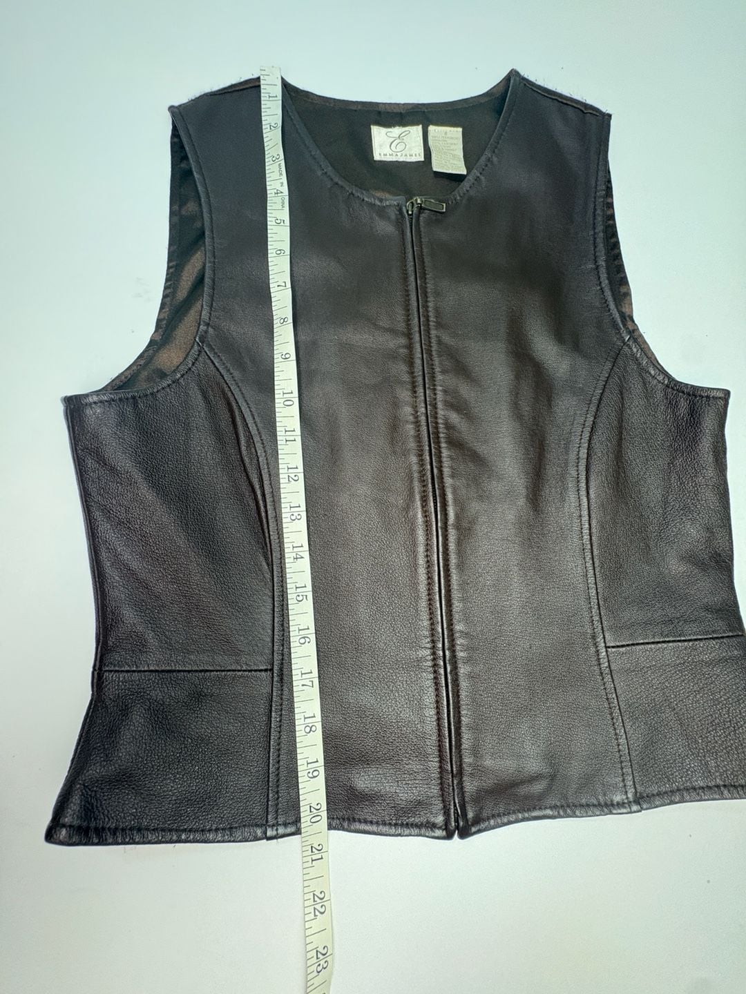 Emma James Womens 8 Brown Genuine Leather Zip Vest Fitted Y2K Moto Western 7