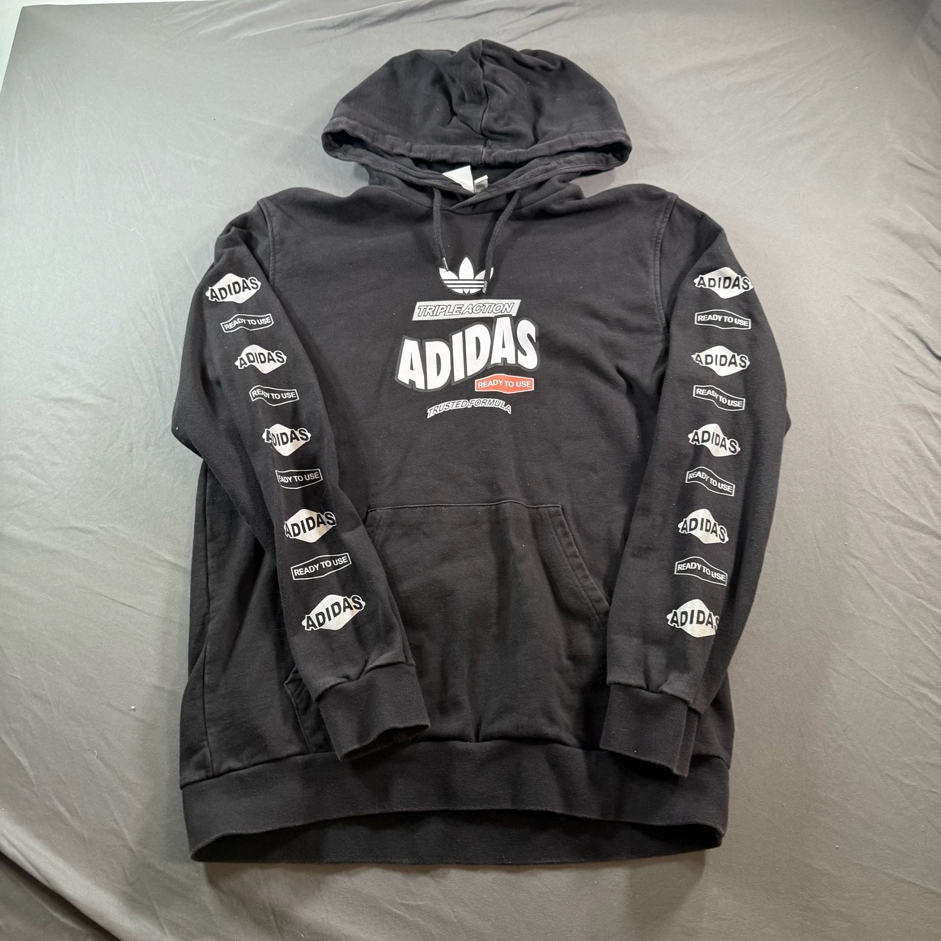Adidas Originals Triple Action Black Graphic Pullover Hoodie Men’s Large 2