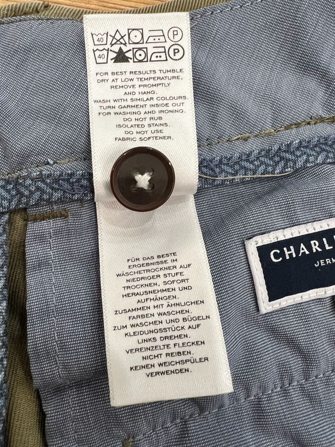 Charles Tyrwhitt Olive Green Slim Fit Chino Pants 34W 32L Fair 9