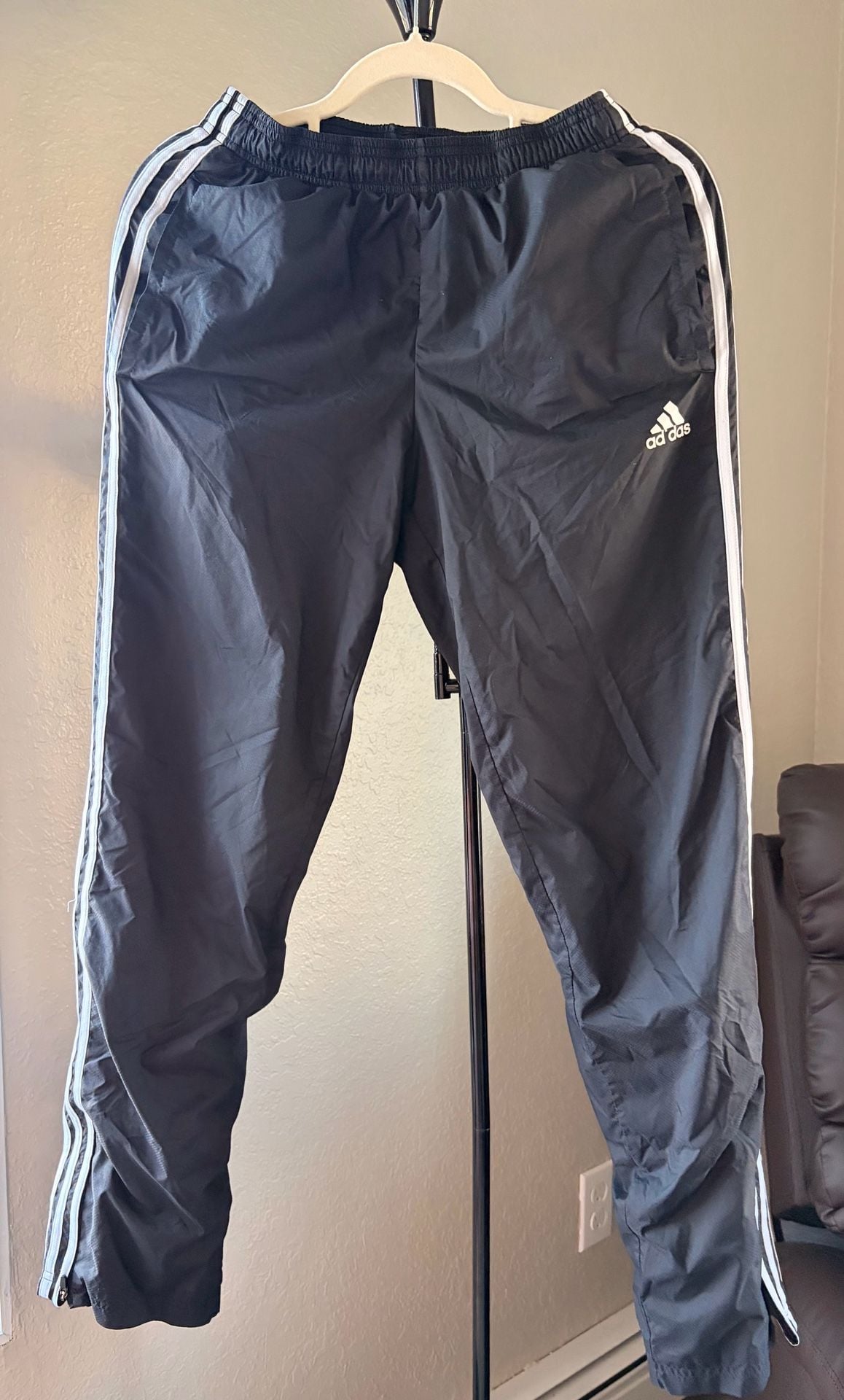 Adidas Track Pants Size S Black Nylon 3 Stripes 2
