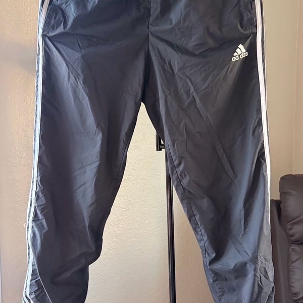Adidas Track Pants Size S Black Nylon 3 Stripes