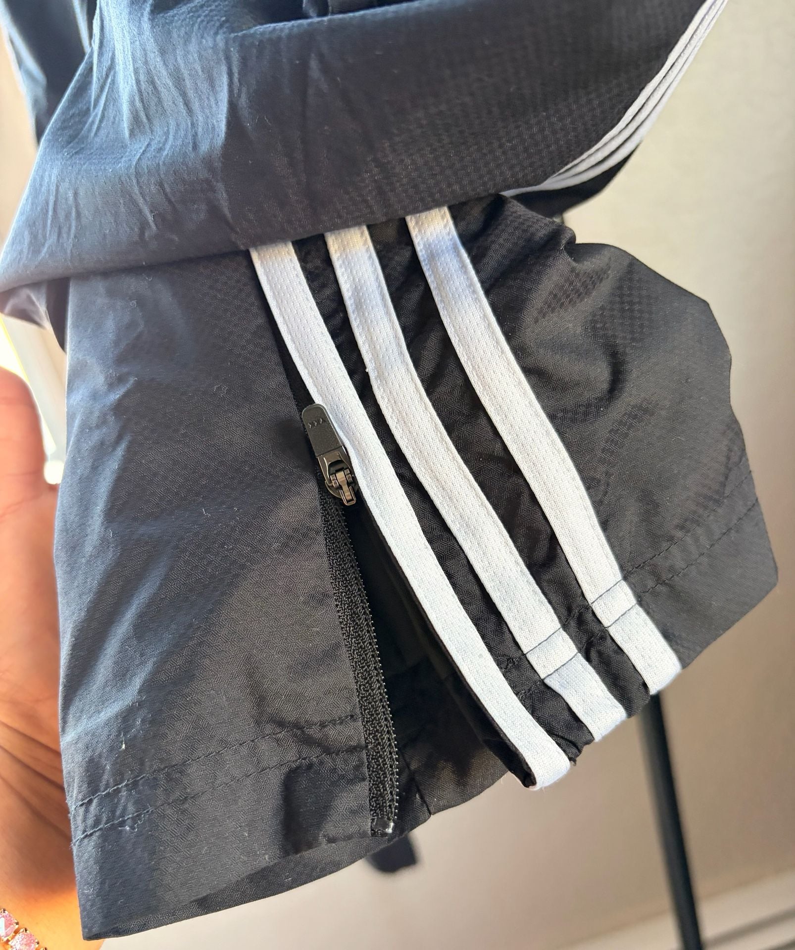 Adidas Track Pants Size S Black Nylon 3 Stripes 3