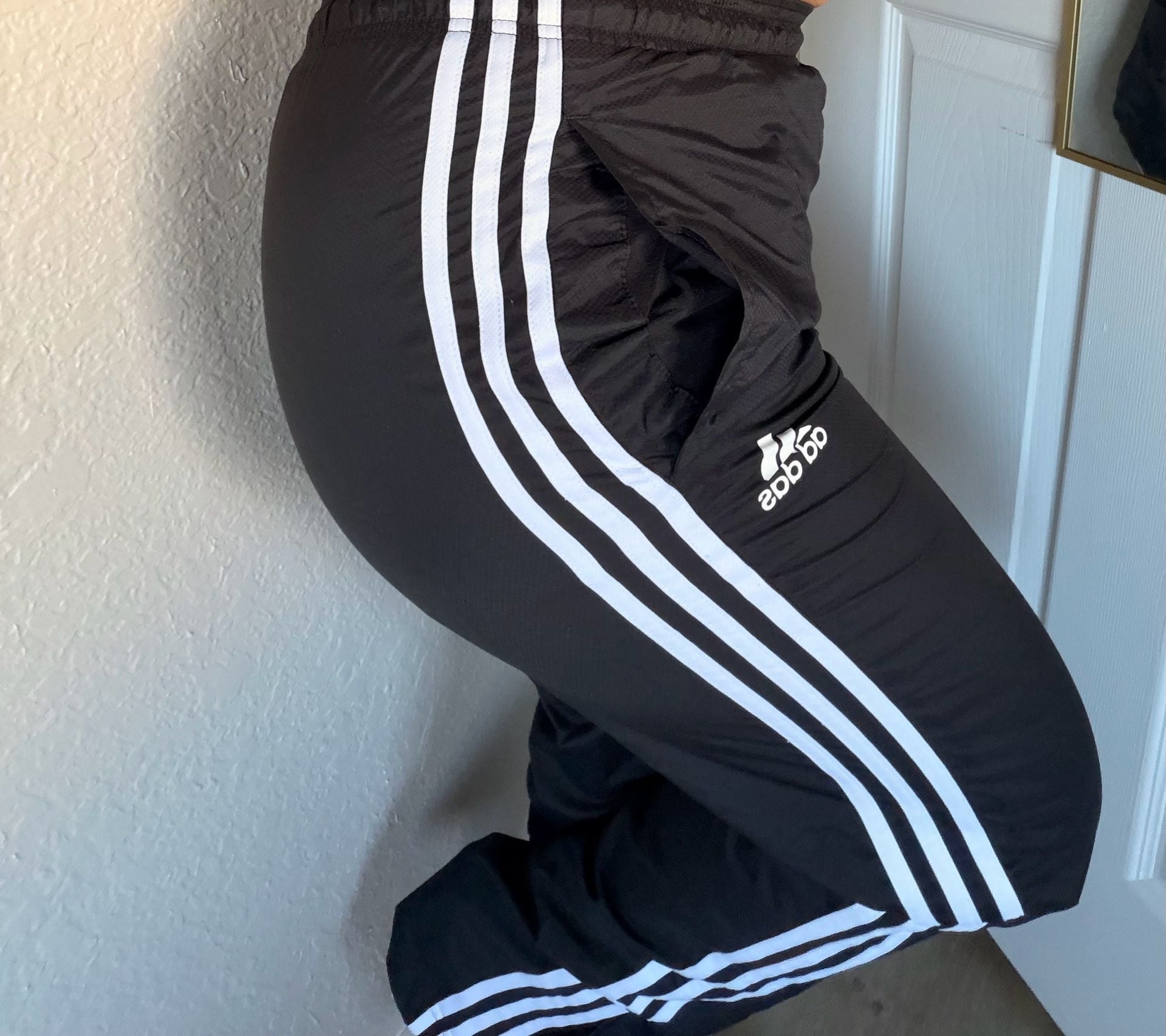 Adidas Track Pants Size S Black Nylon 3 Stripes 7