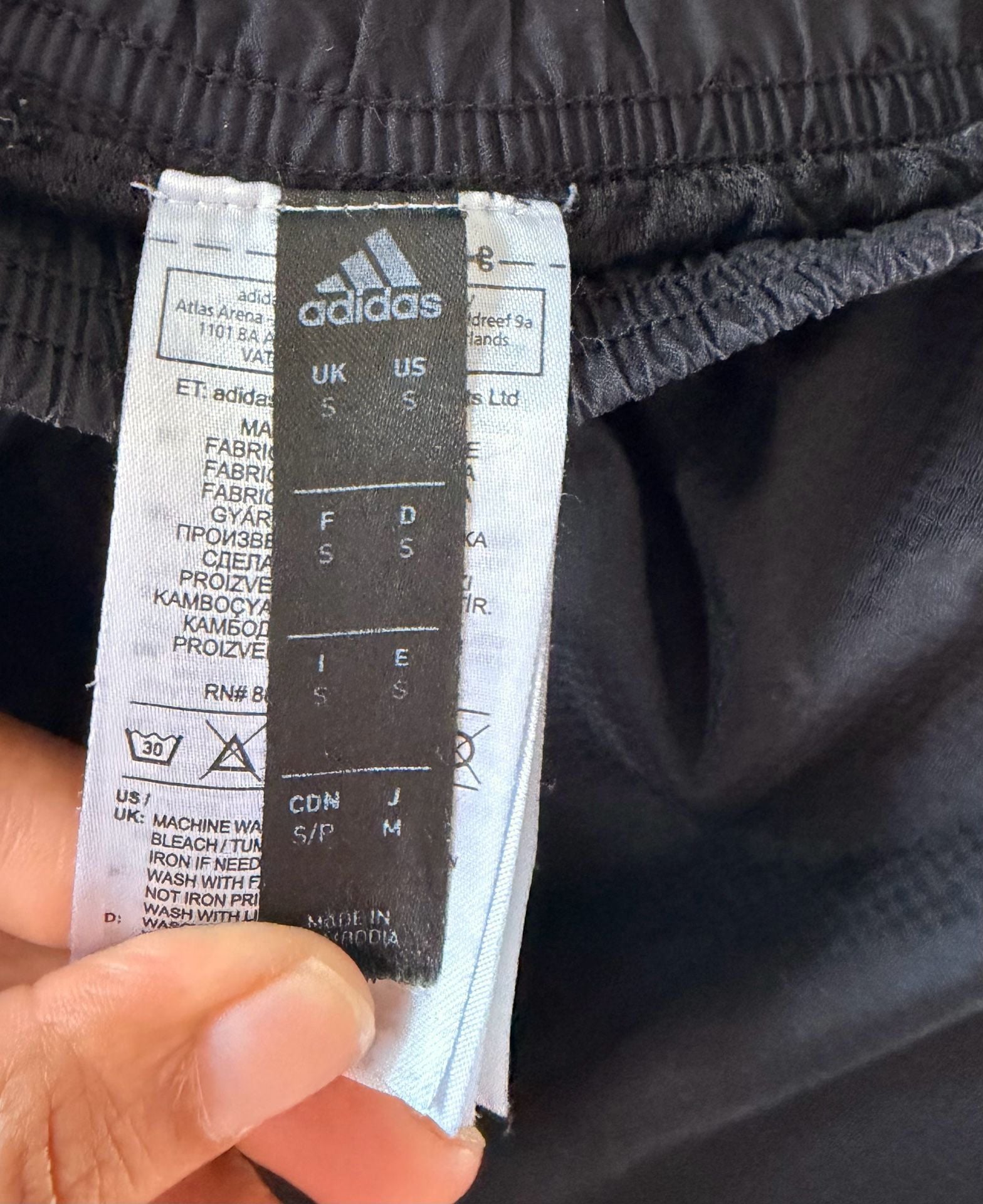 Adidas Track Pants Size S Black Nylon 3 Stripes 6