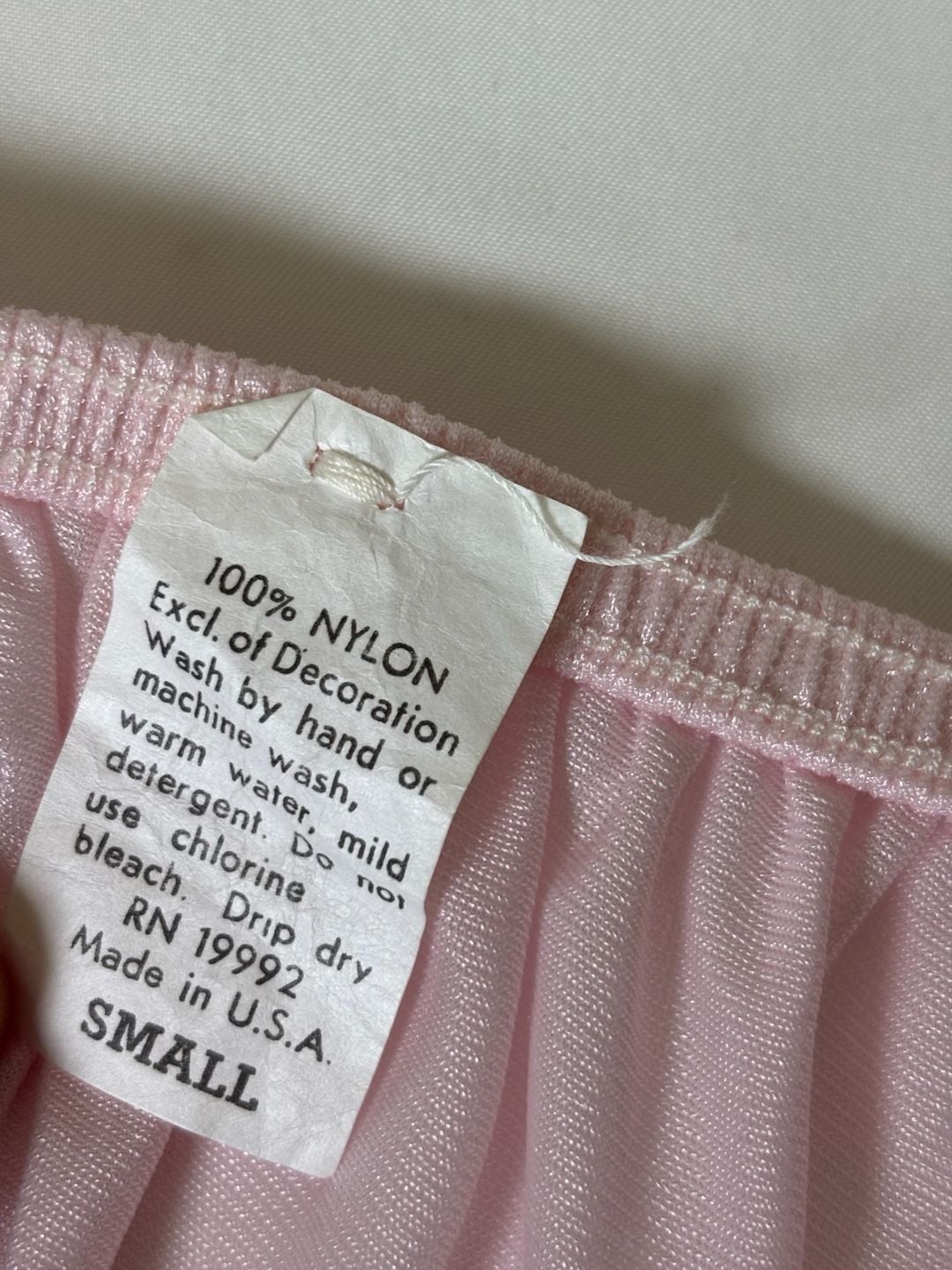Vintage Pink Floral Embroidered Nylon Slip Dress Size Small 7