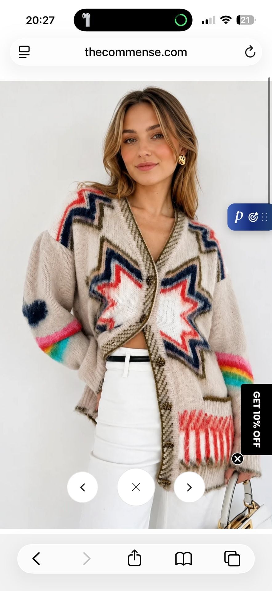 Commense Caesars Palace Cardigan Multicolor Boho Knit Sweater 4