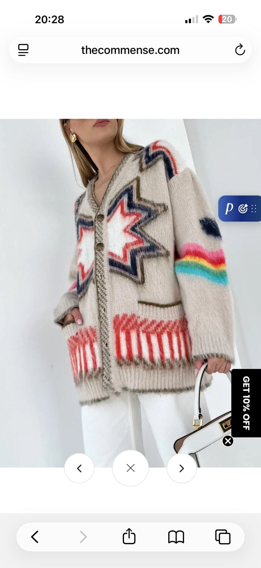 Commense Caesars Palace Cardigan Multicolor Boho Knit Sweater 5