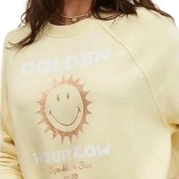 Aerie Golden Hour Glow Smiley Face Graphic Sweatshirt Oversized S