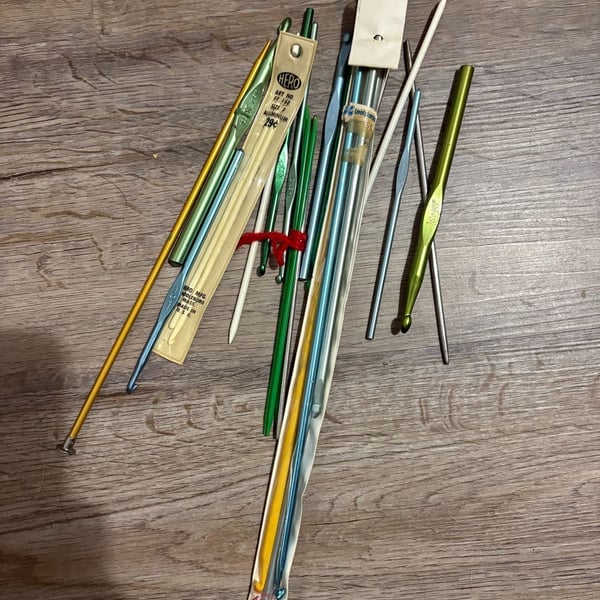 Vintage Lot of Knitting Needles and Crochet Hooks