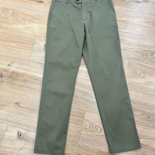 Charles Tyrwhitt Olive Green Slim Fit Chino Pants 34W 32L Fair