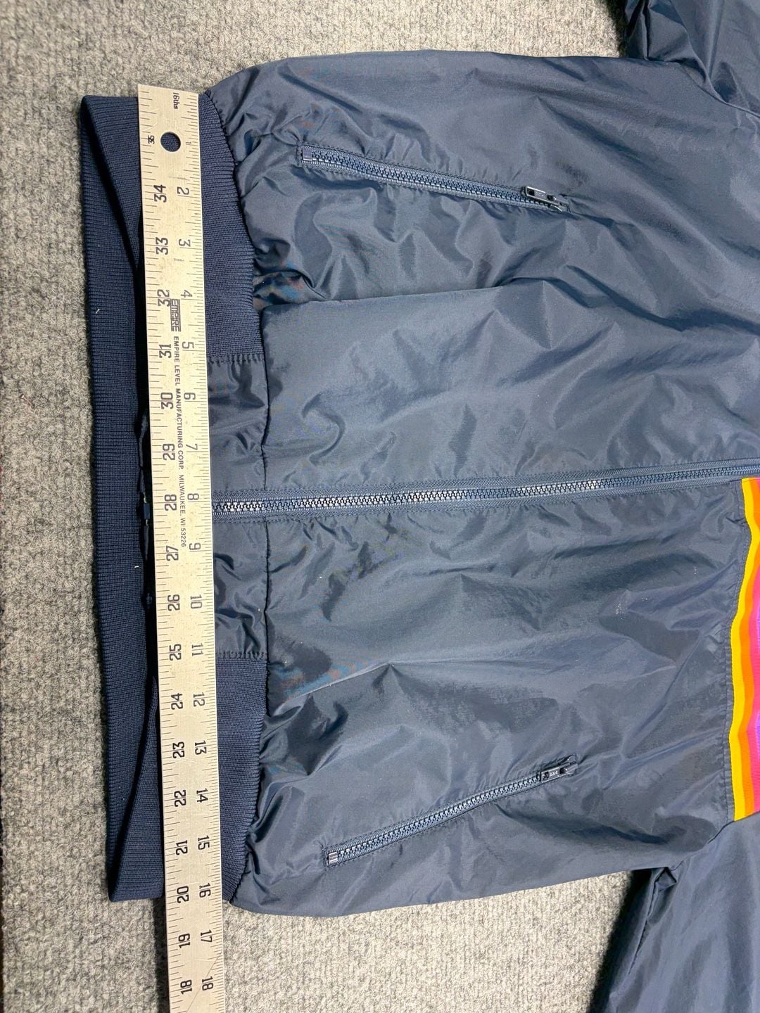 Donnay Rainbow Stripe Windbreaker Size M Navy Nylon Vintage Jacket 9