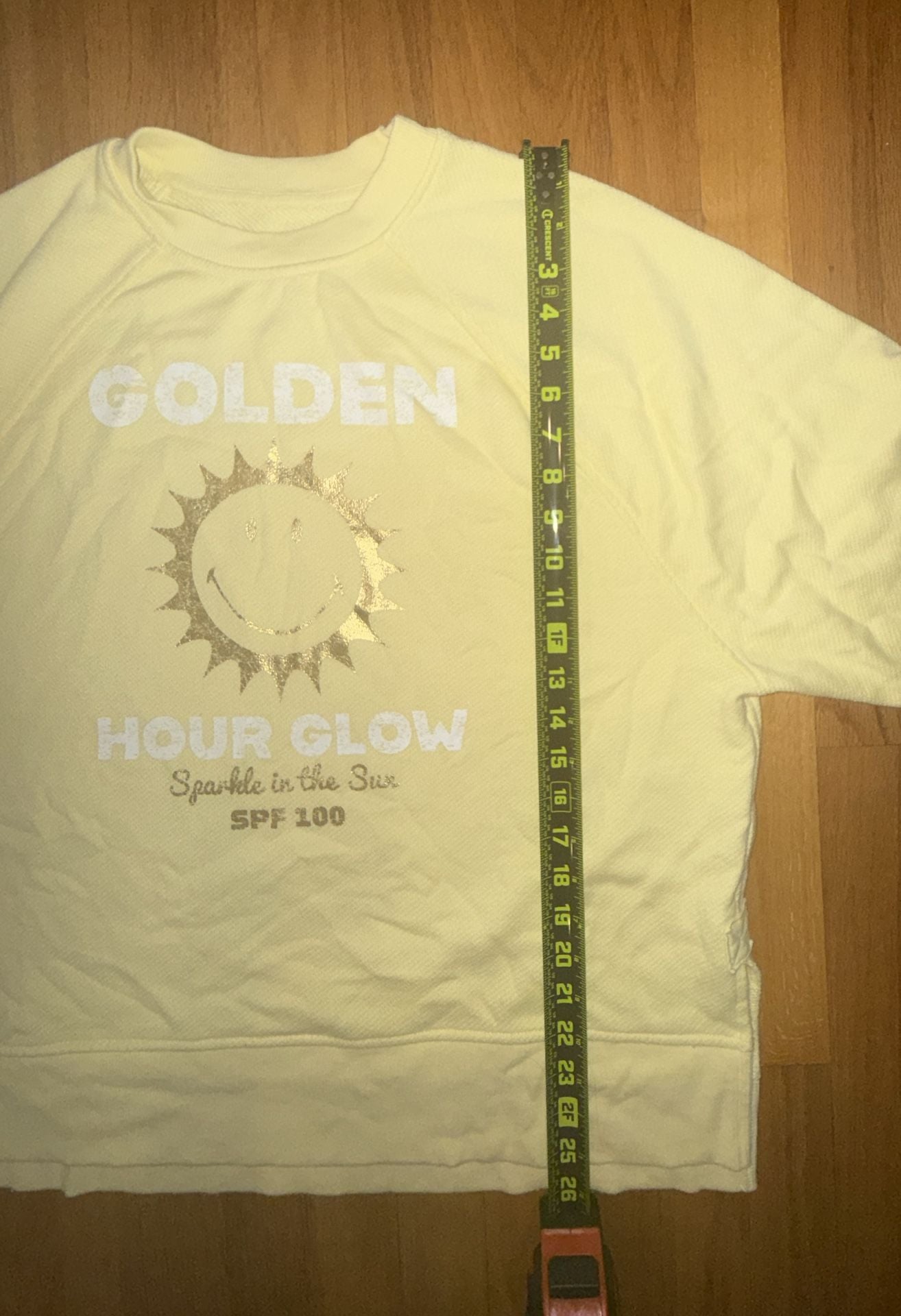 Aerie Golden Hour Glow Smiley Face Graphic Sweatshirt Oversized S 6
