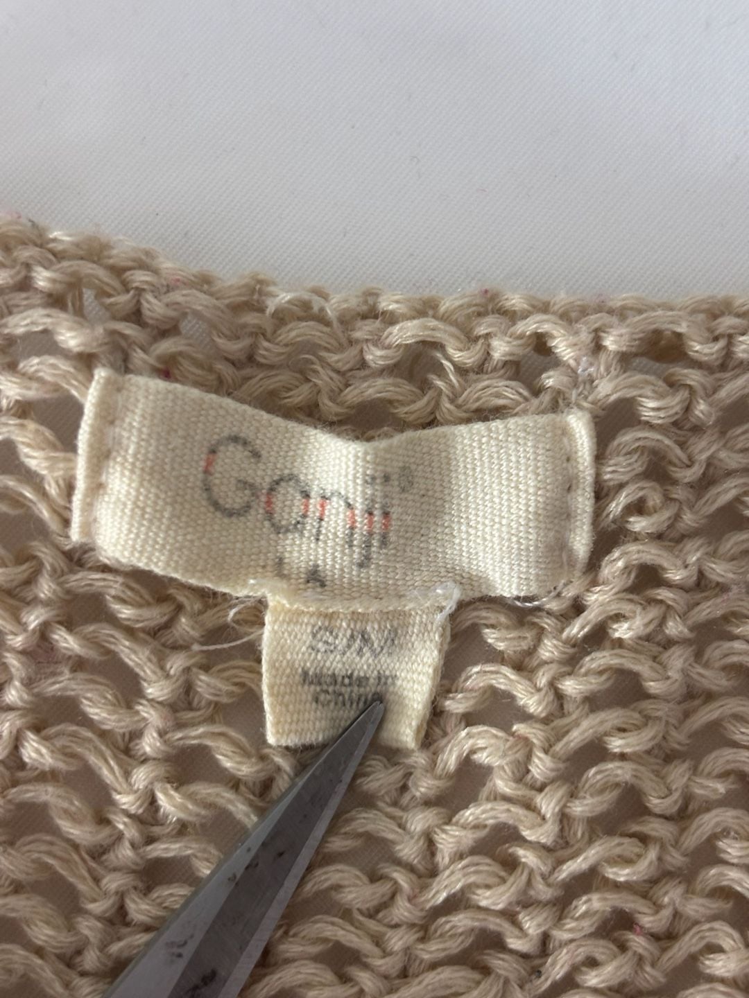 Ganji Open Front Knit Cardigan Size S Beige Mesh Sweater with Pockets 6