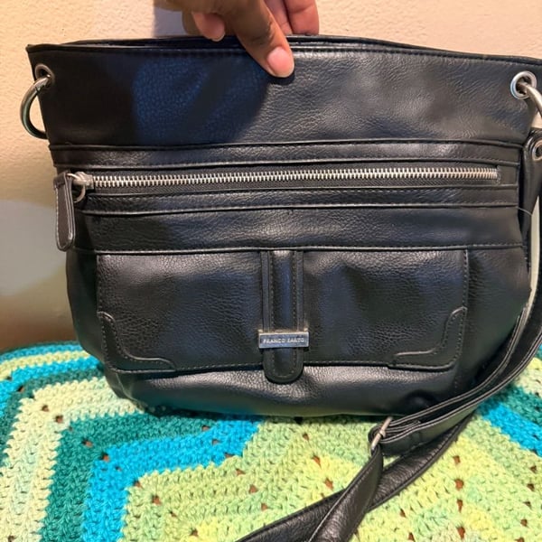 Franco Sarto Black Faux Leather Crossbody Bag