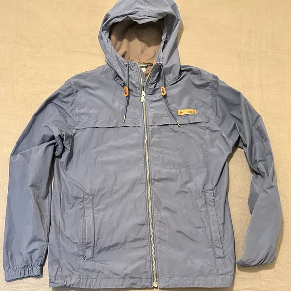 Columbia Lightweight Windbreaker Jacket Size M Blue Hooded Outdoor Casual