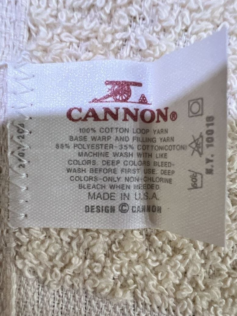 Cannon Teddy Bear Bath Towel Set Beige Red Bow Vintage 6