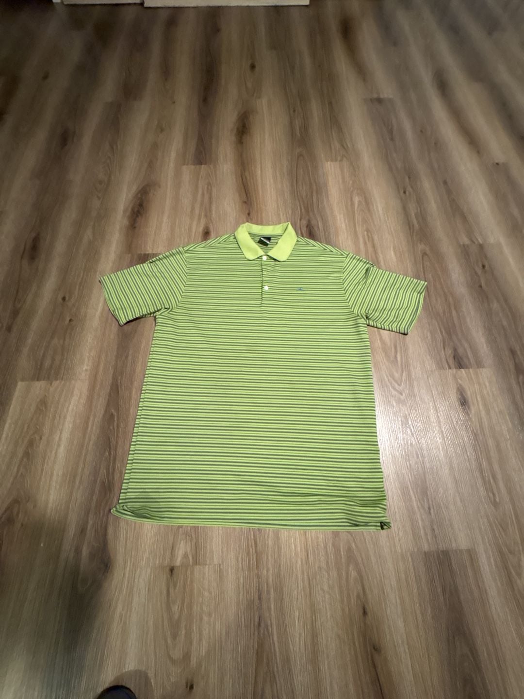 Nike Golf Polo Shirt Size XL Green Blue Striped Dri-Fit UV 2