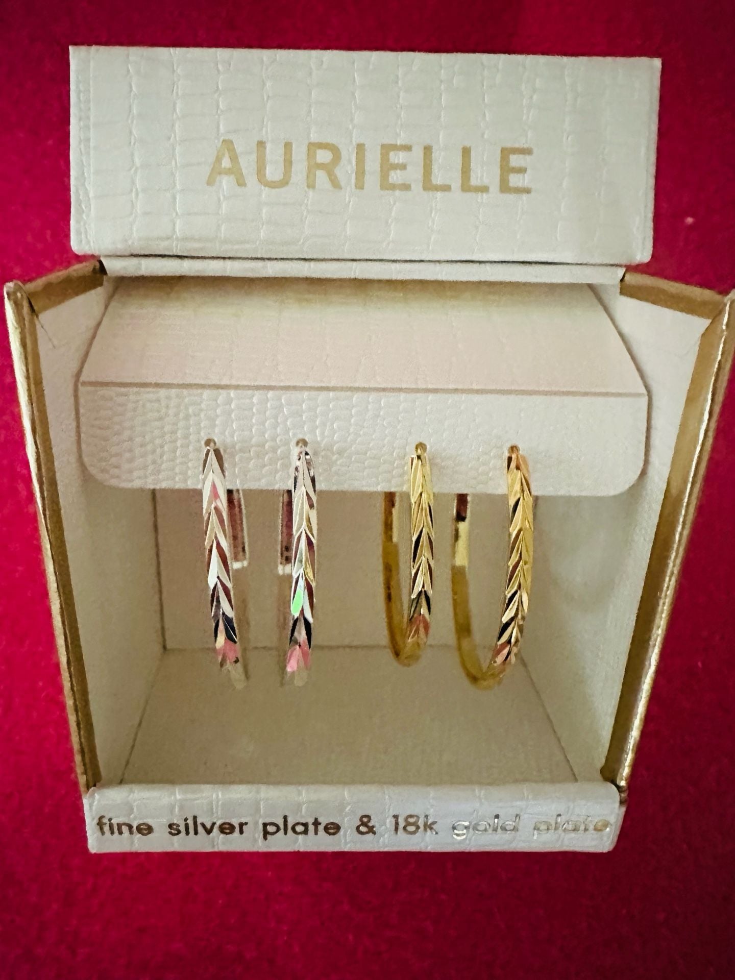Aurielle Fine Silver Plate & 18k Gold Plate Twisted Hoop Earrings Set of 4 1