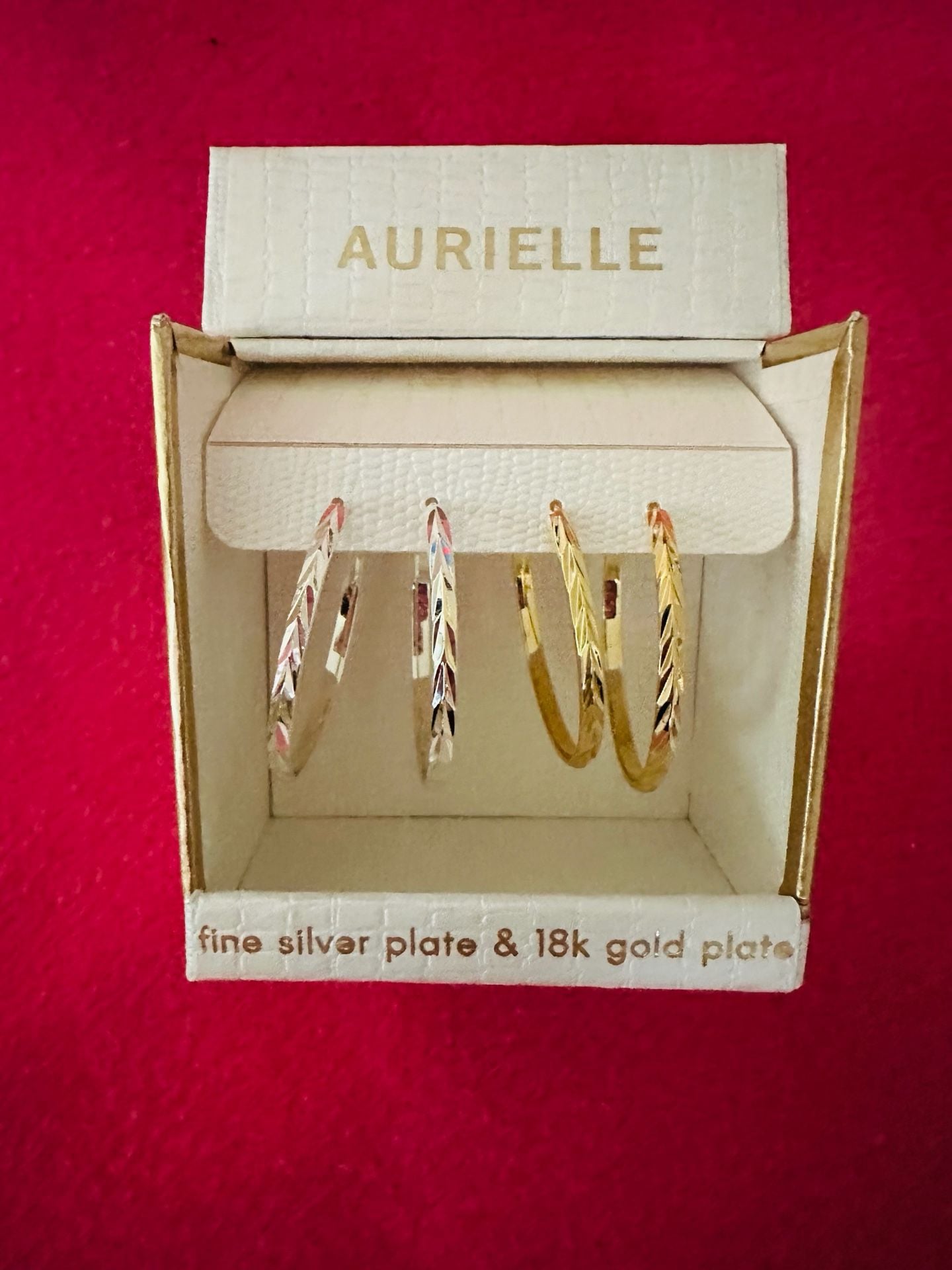 Aurielle Fine Silver Plate & 18k Gold Plate Twisted Hoop Earrings Set of 4 2