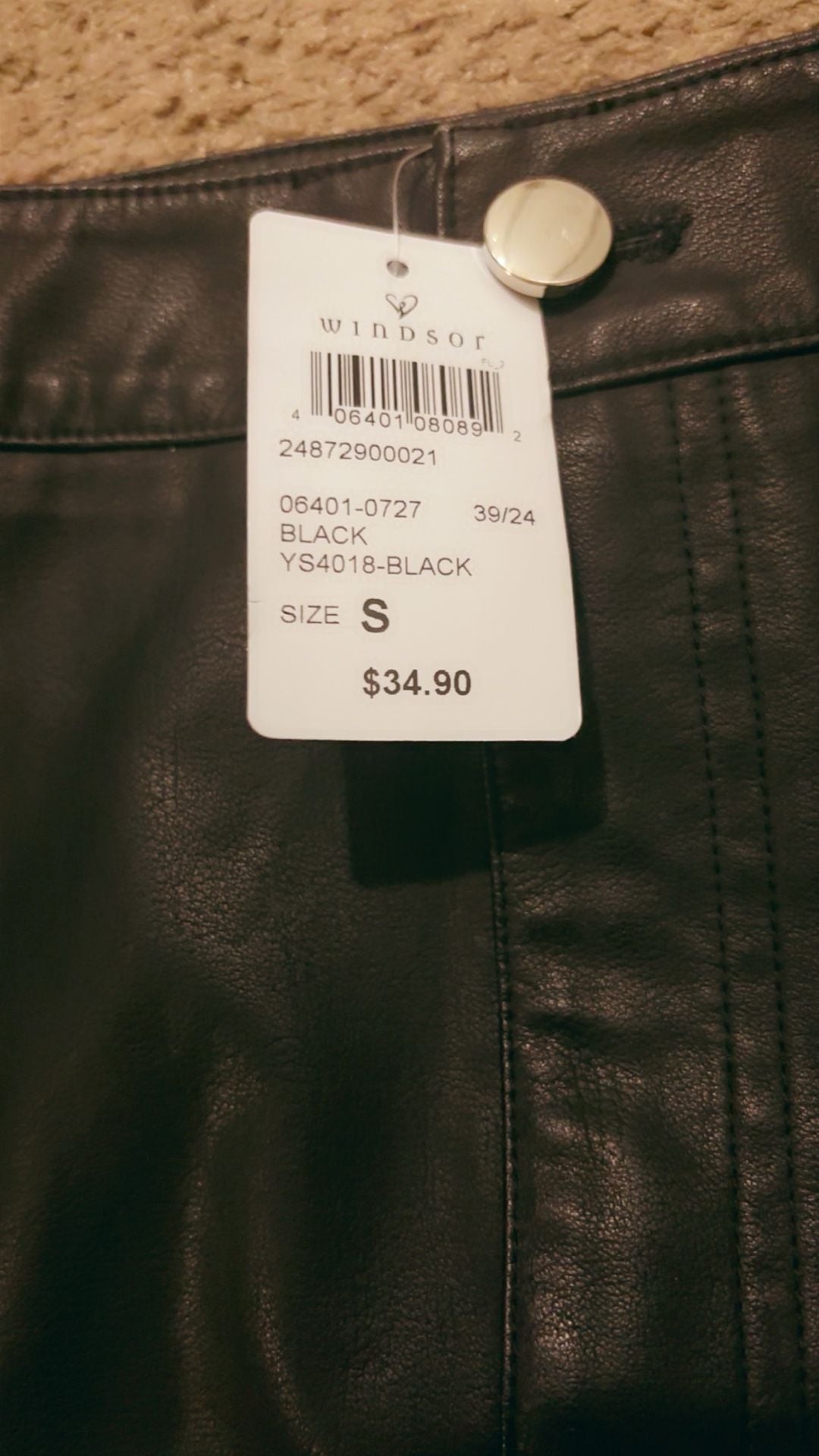 Windsor Black Vegan Leather Mini Skirt Size S NEW 3