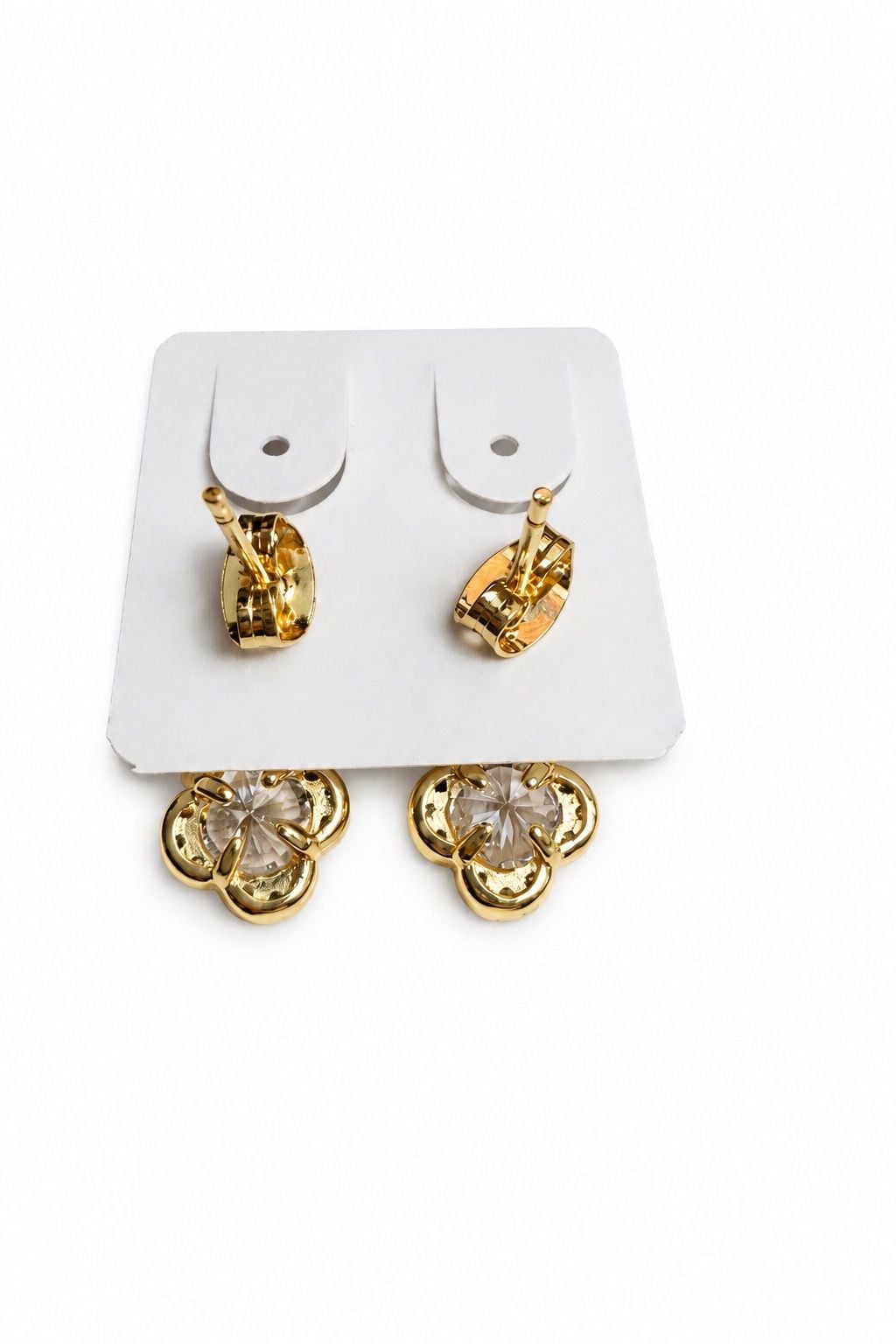 14K Gold Filled Crystal Clover Drop Earrings 5