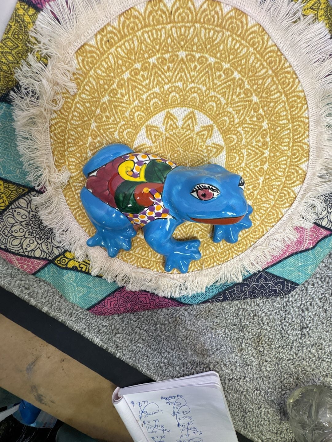 Talavera Venecia Mexico Ceramic Frog Wallhanging Multicolor Folk Art Figurine 4