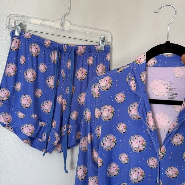 Little Pajama Co. Disco Ball Pajama Set Size XS Blue