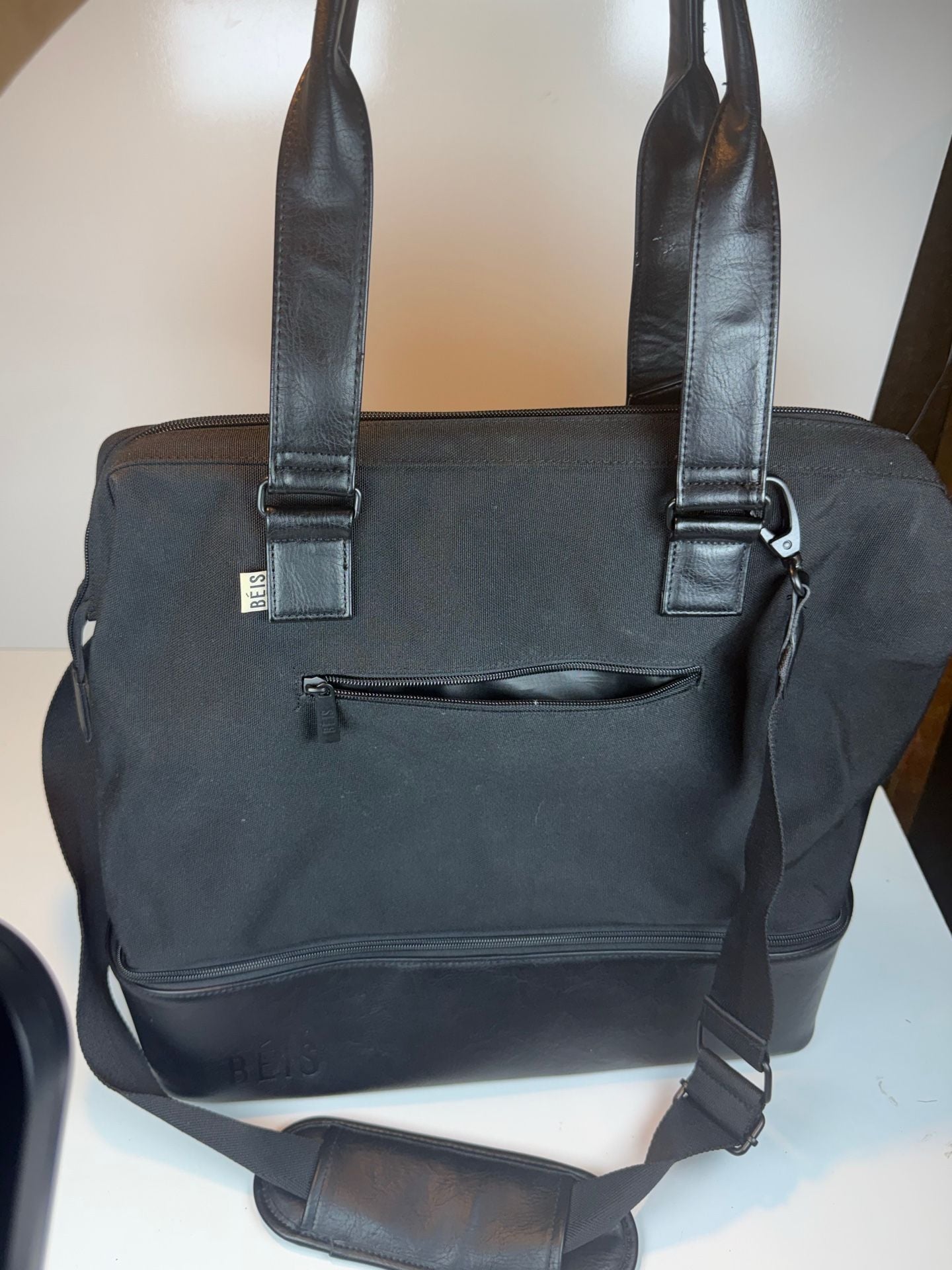 Béis Black Canvas Work Tote Bag 2