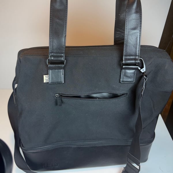 Béis Black Canvas Work Tote Bag