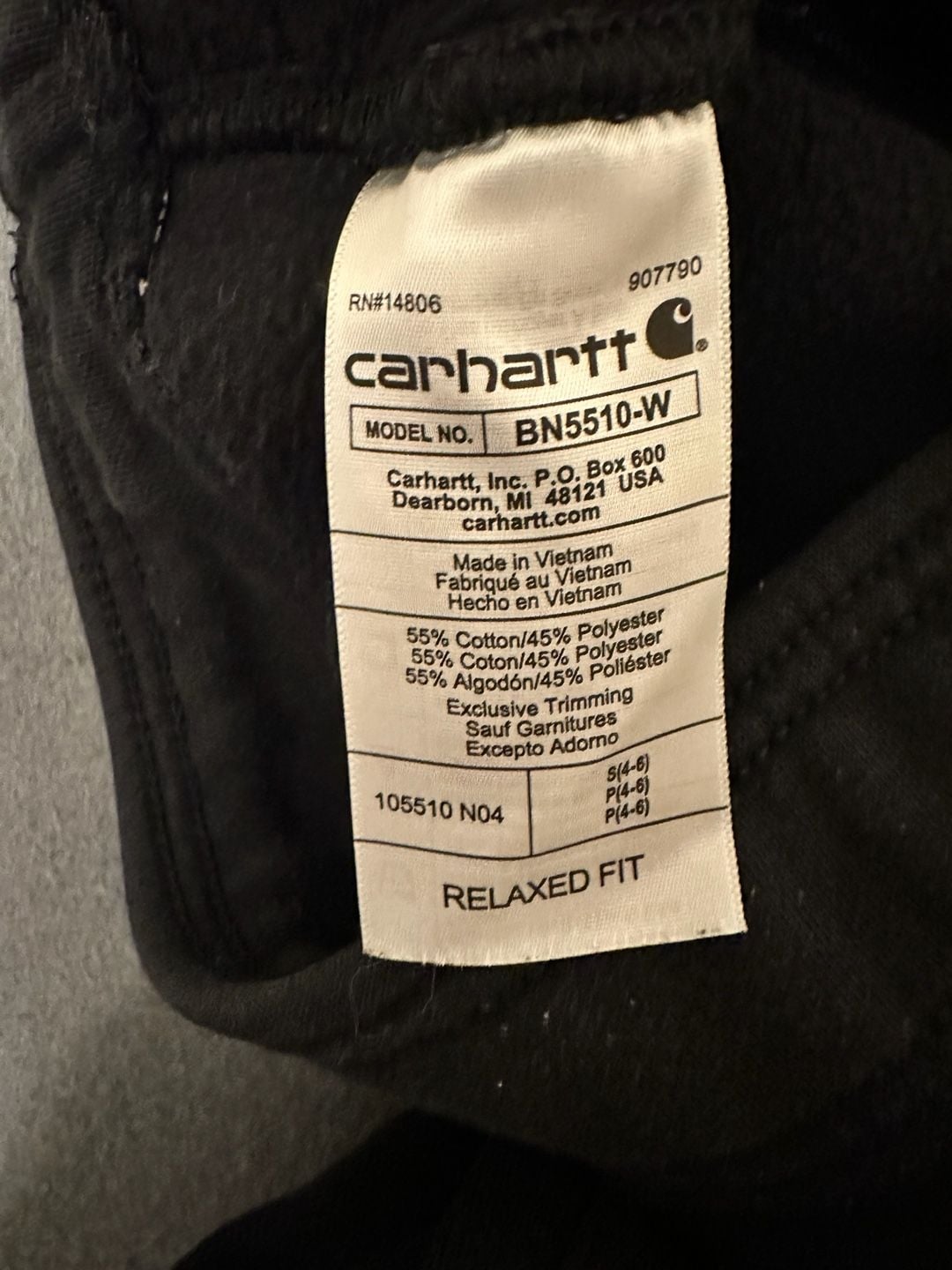 Carhartt BN5510-W Relaxed Fit Sweatpants Black Size S 7