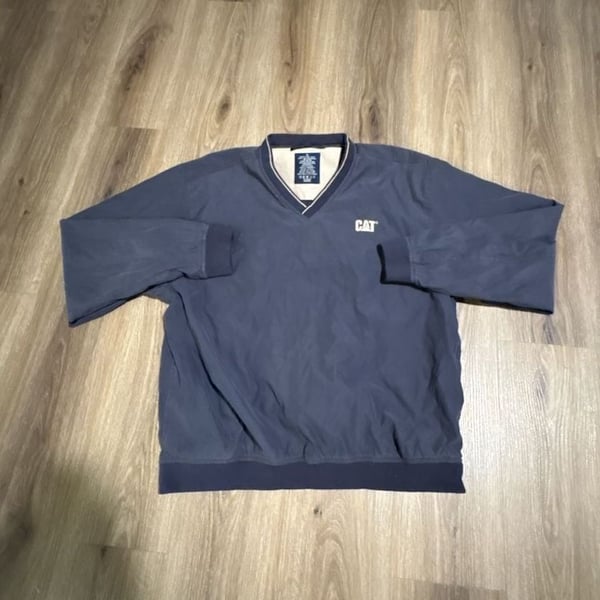 Men's LG Large Devon & Jones Blue Windbreaker Pullover Windbreaker Jacket CAT