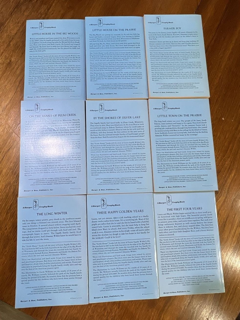 Harper & Row Complete Set of Laura Ingalls Wilder's Little House Books 9