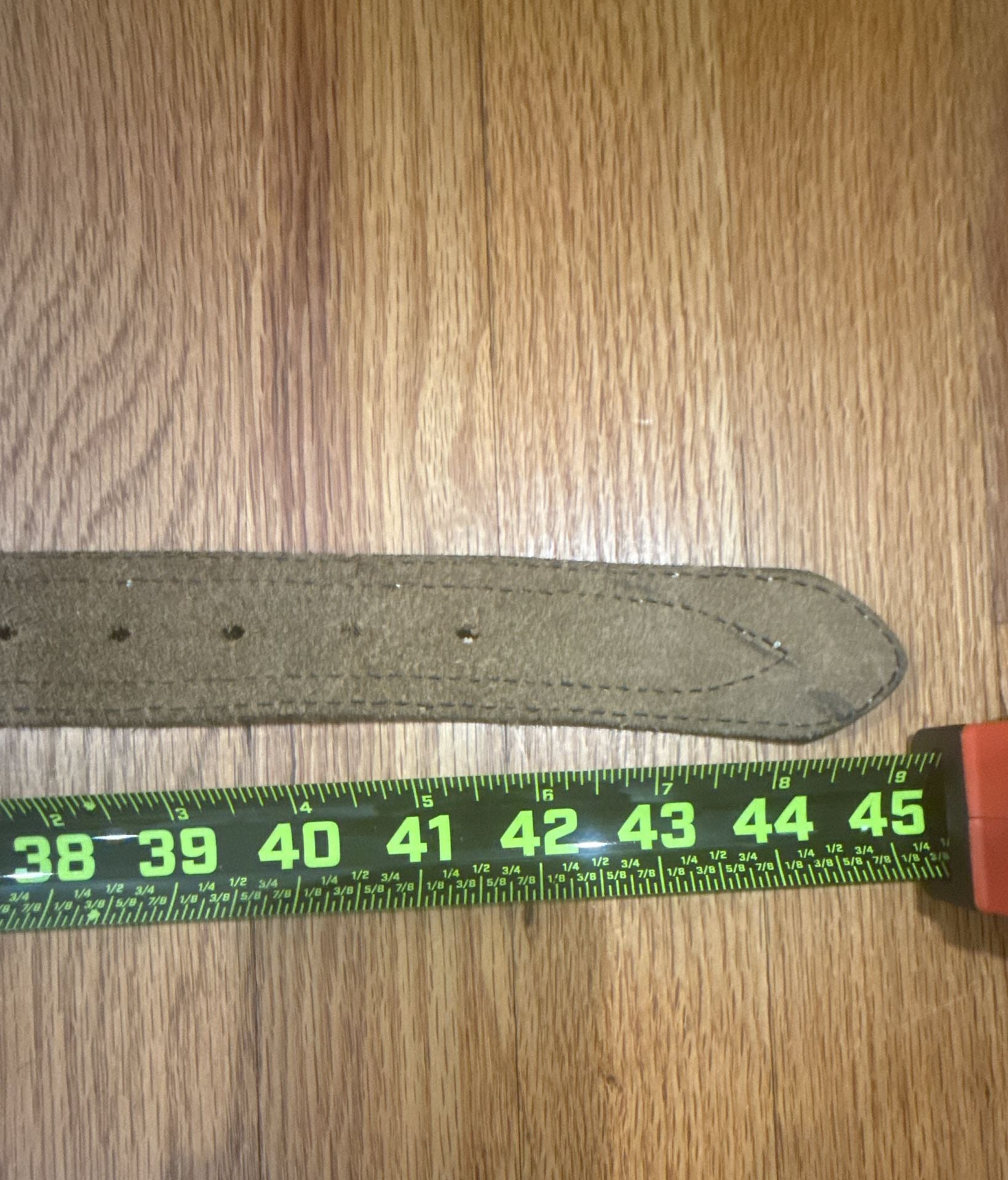 Vintage Leather & Suede Brown Belt Men's Sz 44 Silver Buckle Western City 70s 3