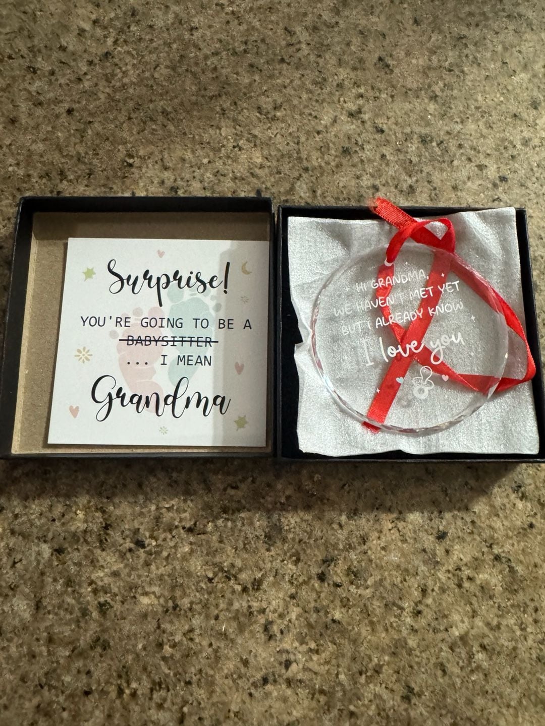 Grandma Pregnancy Announcement Glass Ornament 1