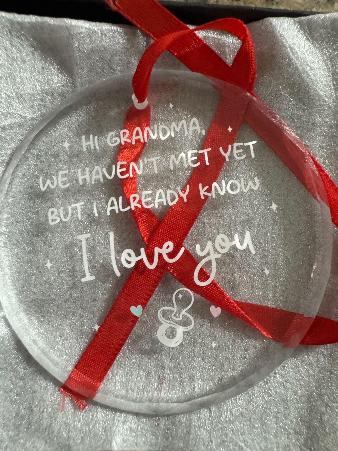 Grandma Pregnancy Announcement Glass Ornament 2
