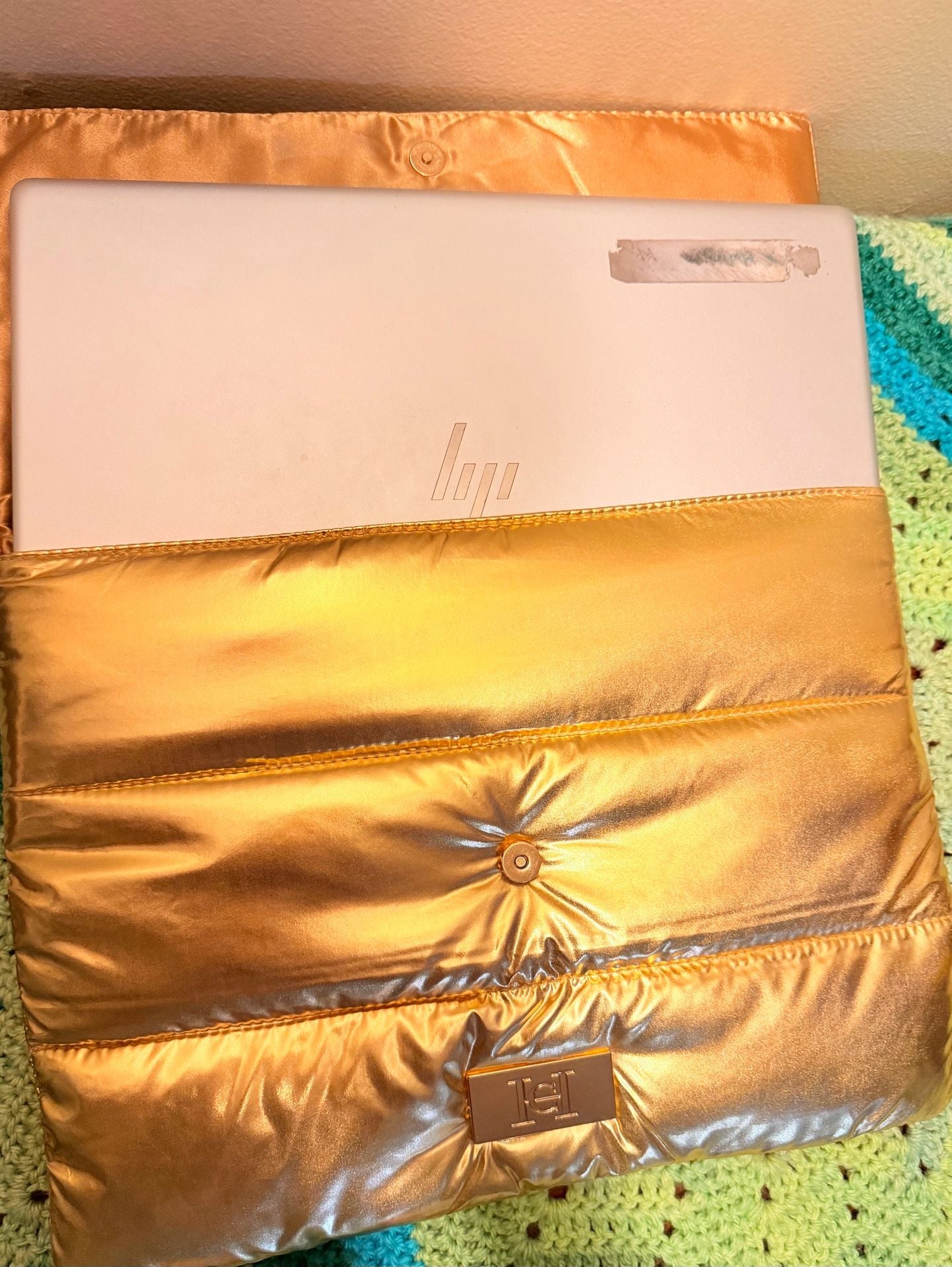 Hermes Metallic Gold Puffer Clutch Bag 7