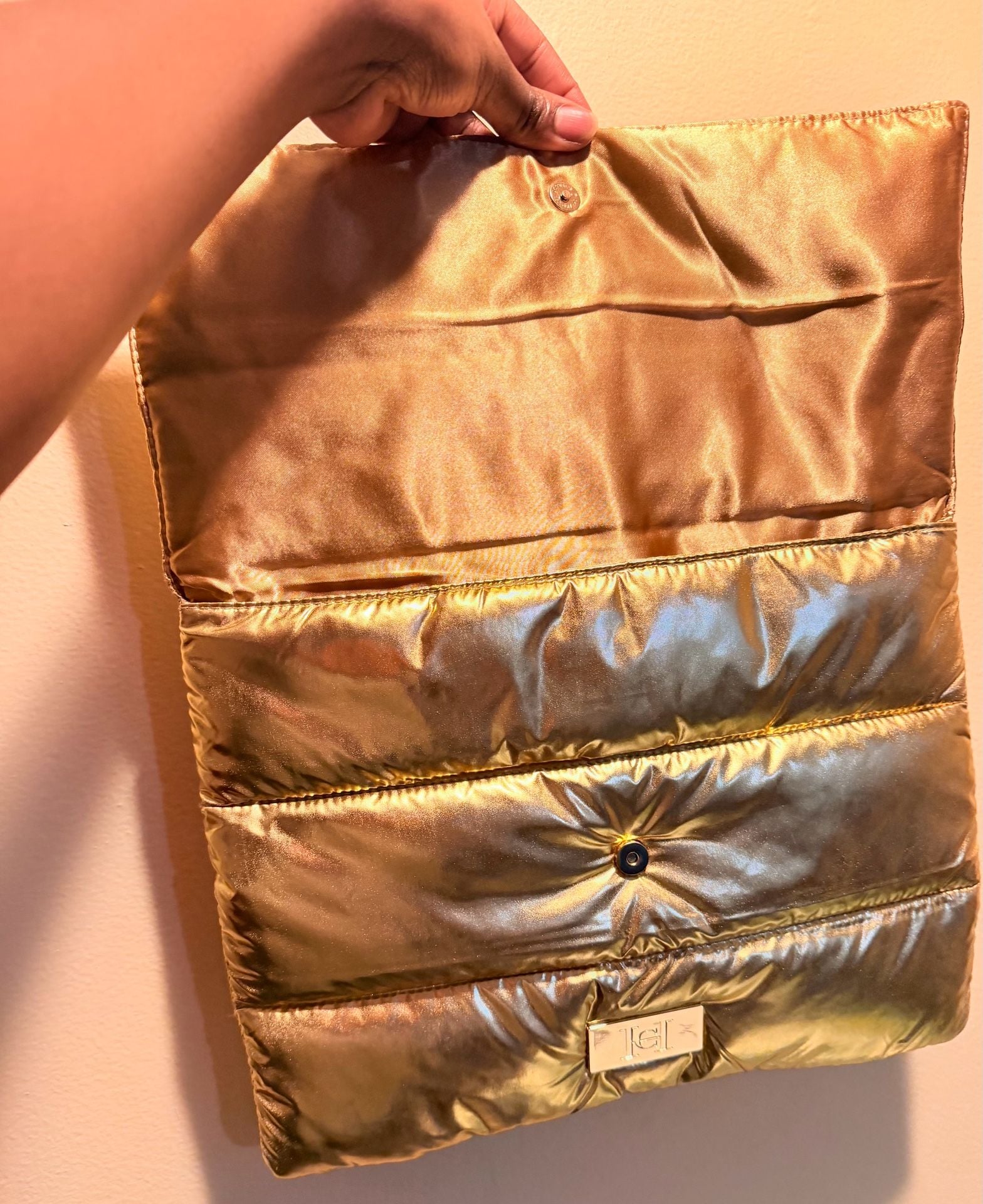 Hermes Metallic Gold Puffer Clutch Bag 10
