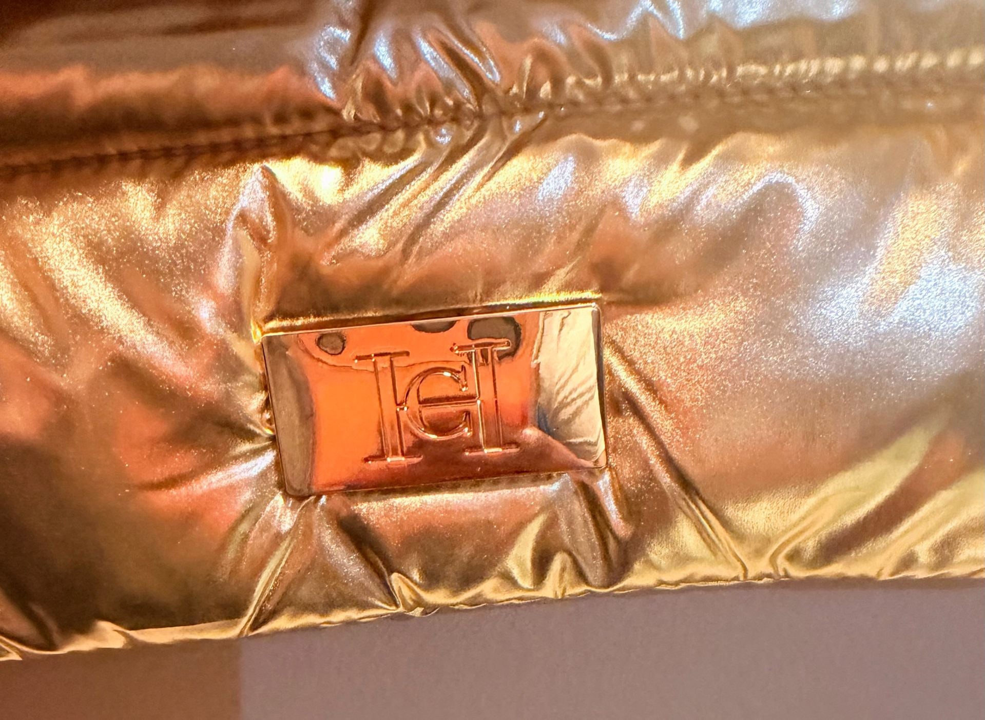Hermes Metallic Gold Puffer Clutch Bag 13