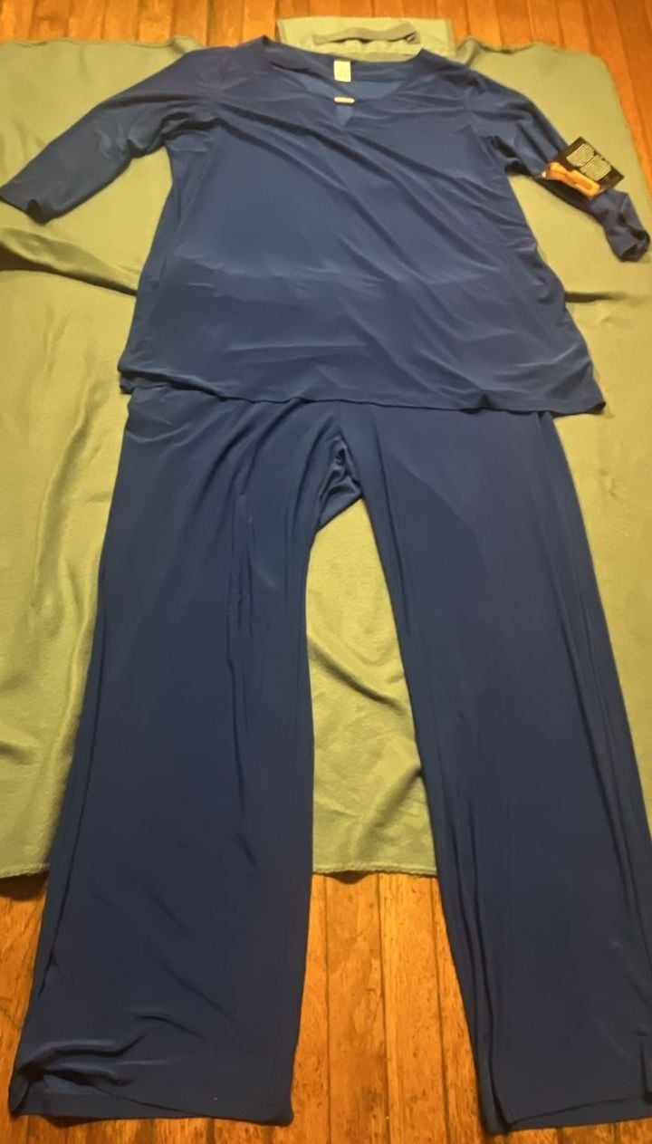 MAU Women's High Waist Wide Leg Pants Size 2X Blue Long Leggings 2