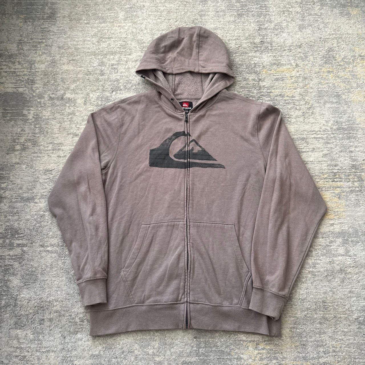 Y2K Vintage Surfwear Quiksilver Gray Sherpa Lined Full Zip Hoodie Size L 2